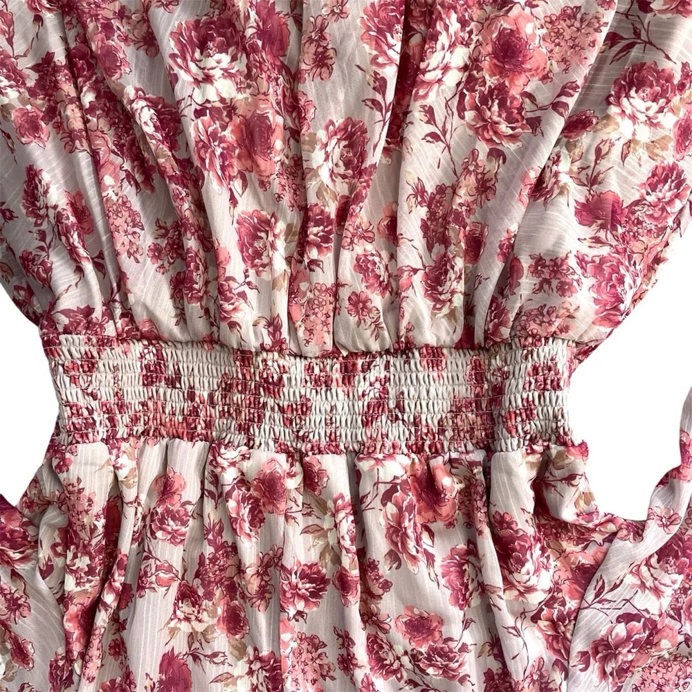 Arula Dress Size C Plus 3X Soft Girl Coquette Cottage Boho Floral Smocked Pink - Picture 6 of 10